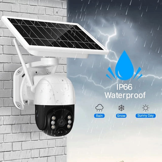 Cámara de Seguridad Solar 360° | IP66 Impermeable con Visión Nocturna